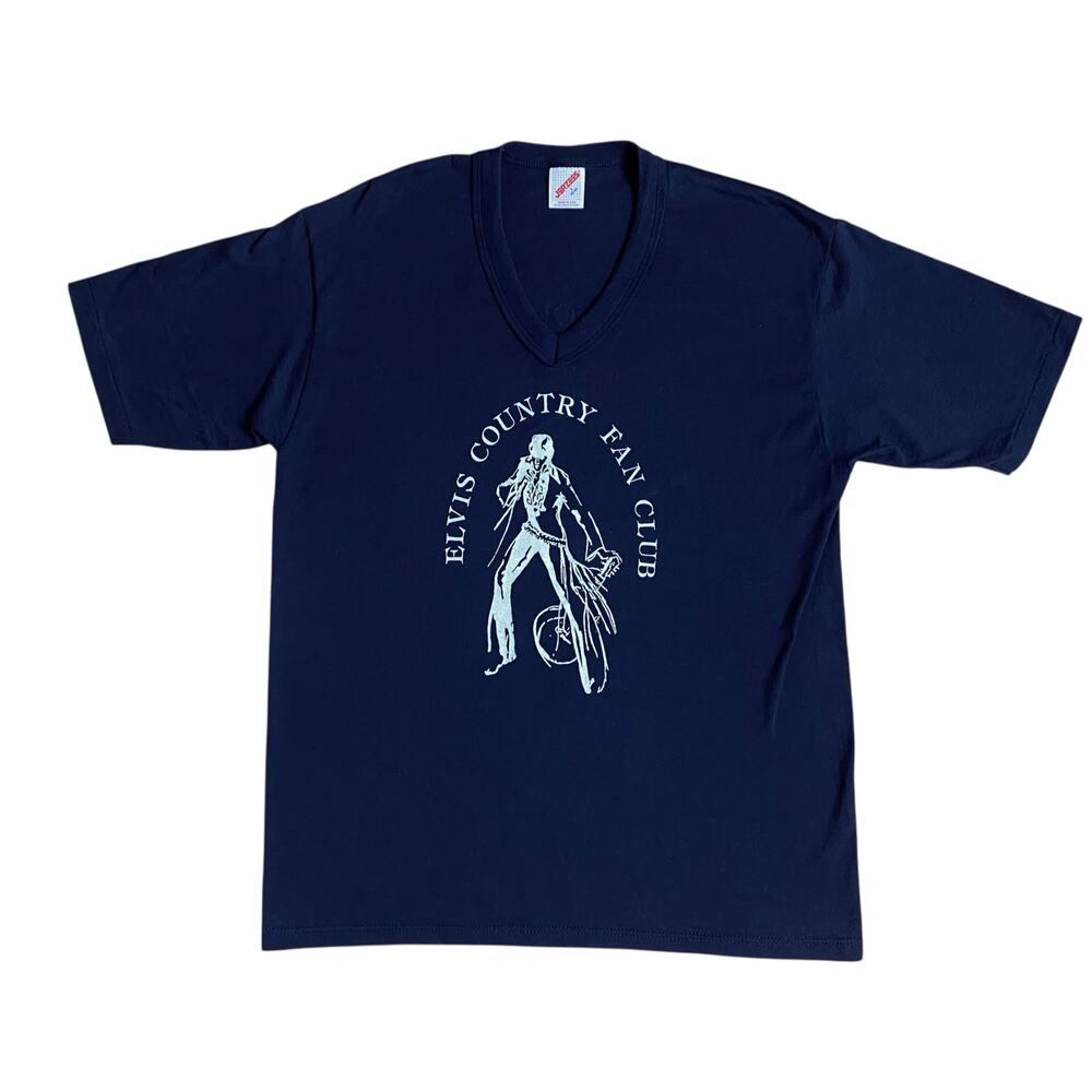 Vintage Elvis Presley Country Fan Club Shirt 80s 90s Blue Large